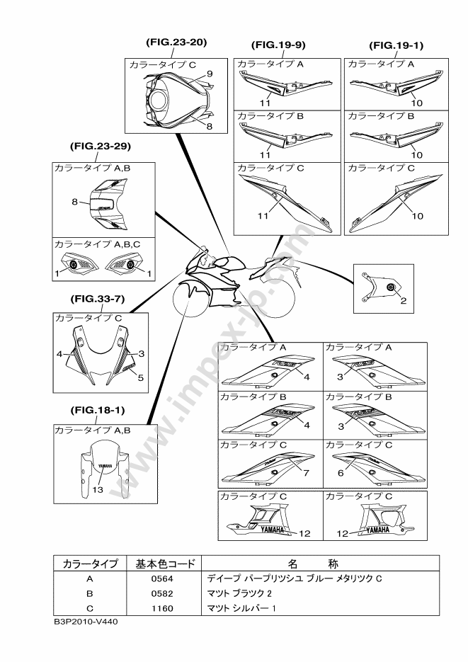 Motorcycle parts YAMAHA YZF250 YZF-R25 (2020, 0582, B) — IMPEX JAPAN