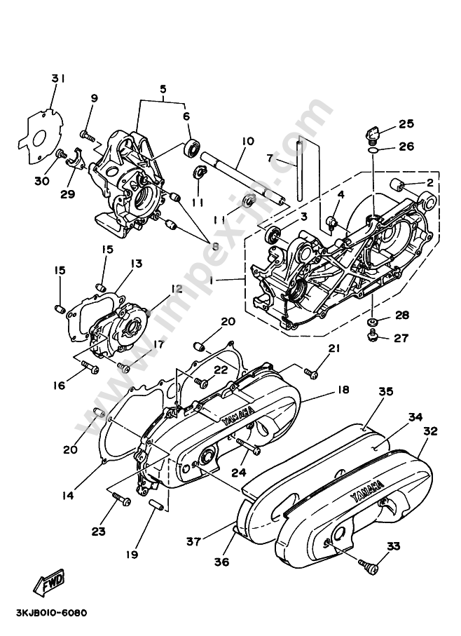 CRANK CASE for YAMAHA YA50 AXIS (1997, 00T9, B) — IMPEX JAPAN