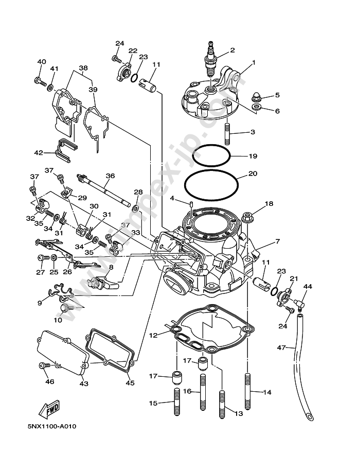 Cylinder head for YAMAHA YZ250 (2004, 0583, A) — IMPEX JAPAN