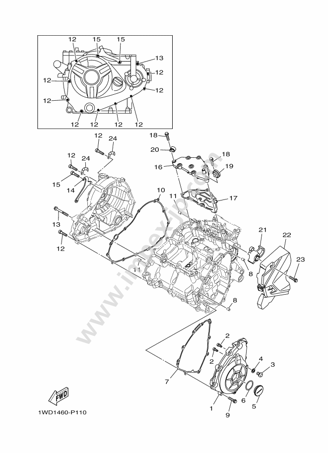 Crankcase cover 1 for YAMAHA YZF250 YZF-R25 (2020, C) — IMPEX JAPAN