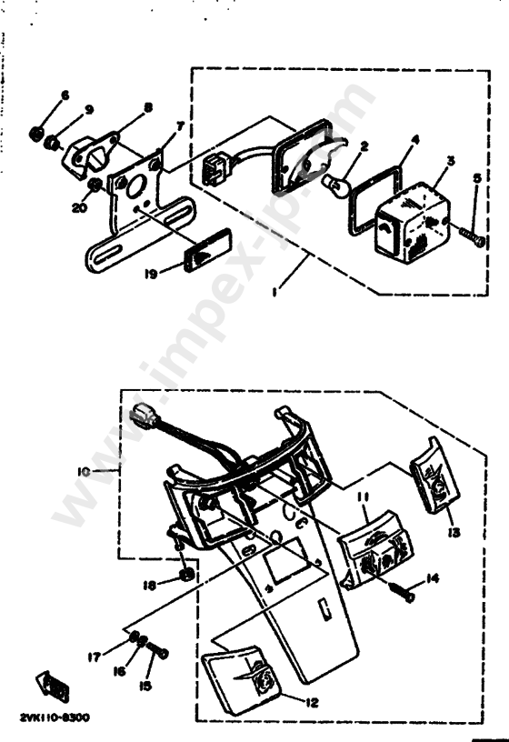 Taillight unit ass`y for YAMAHA (1989, 00GE, B) — IMPEX JAPAN