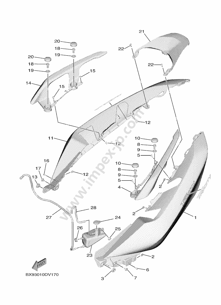IMPEX JAPAN — Боковая крышка для YAMAHA MWD300 TRICITY300 ABS (2020, A)
